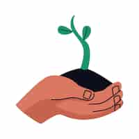 Free vector hand lifting plant garden icon