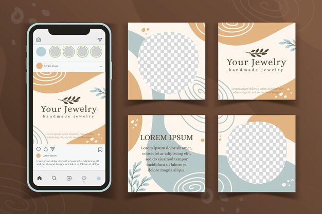 hand-made jewelry social media posts template