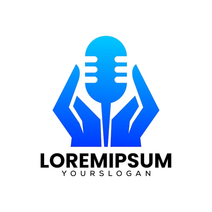 Free Vector hand microphone logo design template