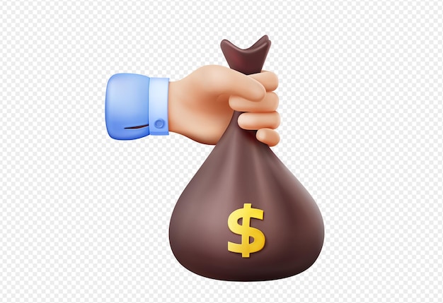 Free vector hand and money bag with dollar sign