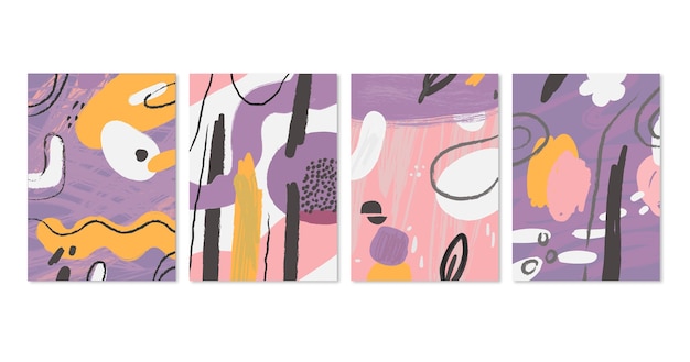 Бесплатное векторное изображение Коллекция обложек абстрактного искусства с ручной росписью