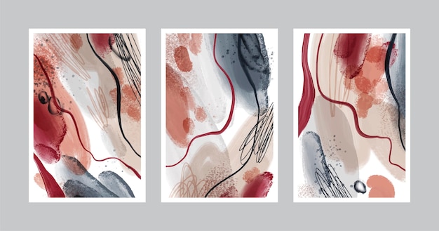 Бесплатное векторное изображение Коллекция обложек абстрактного искусства с ручной росписью