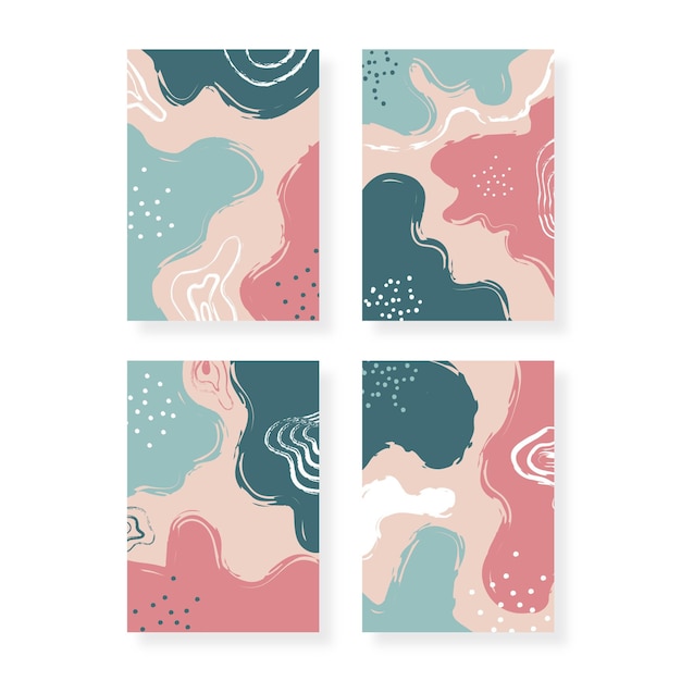 Free vector hand painted abstract art cover set