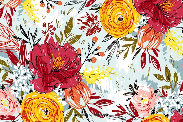 Hand painted abstract floral background