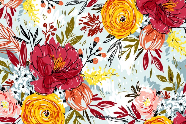 Hand painted abstract floral background