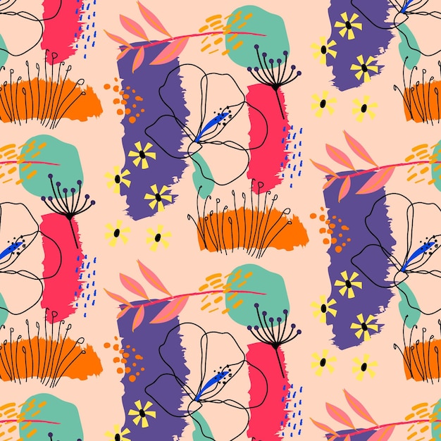 Бесплатное векторное изображение Ручная роспись абстрактный цветочный узор
