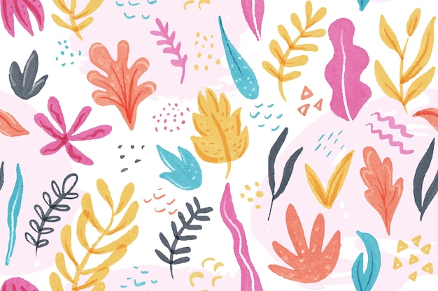 Hand painted abstract leaves pattern