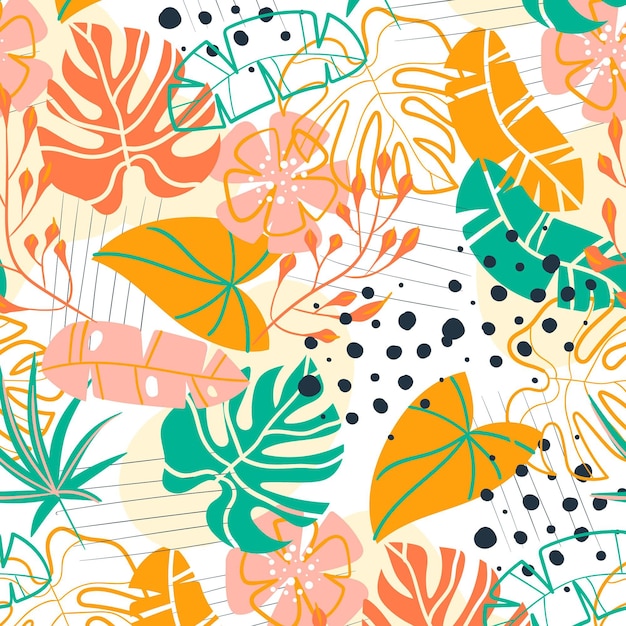 Free vector hand painted abstract leaves pattern