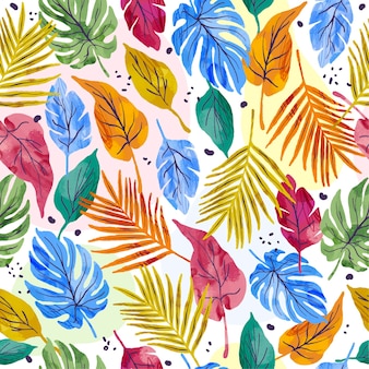 Hand painted abstract leaves pattern