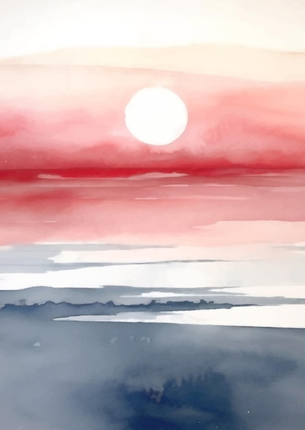 Free vector hand painted abstract minimal contemporary sunset seascape landscape