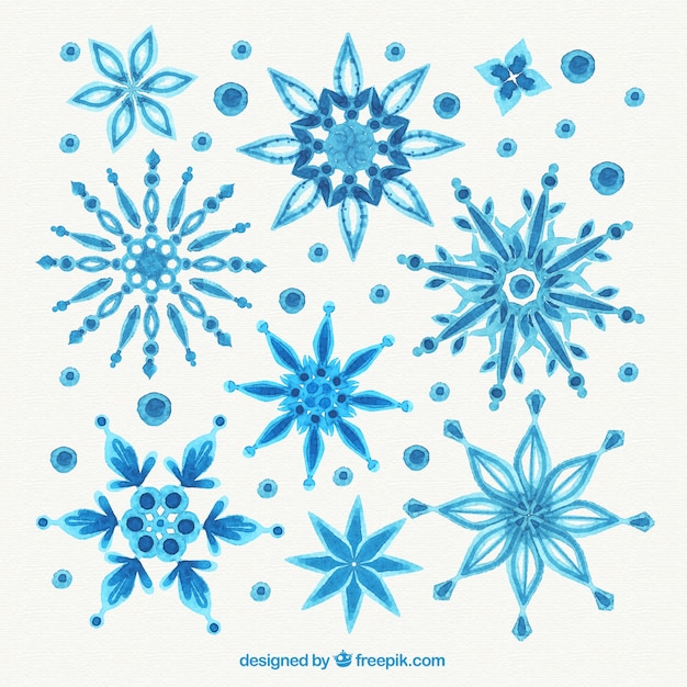 Hand painted abstract snowflakes