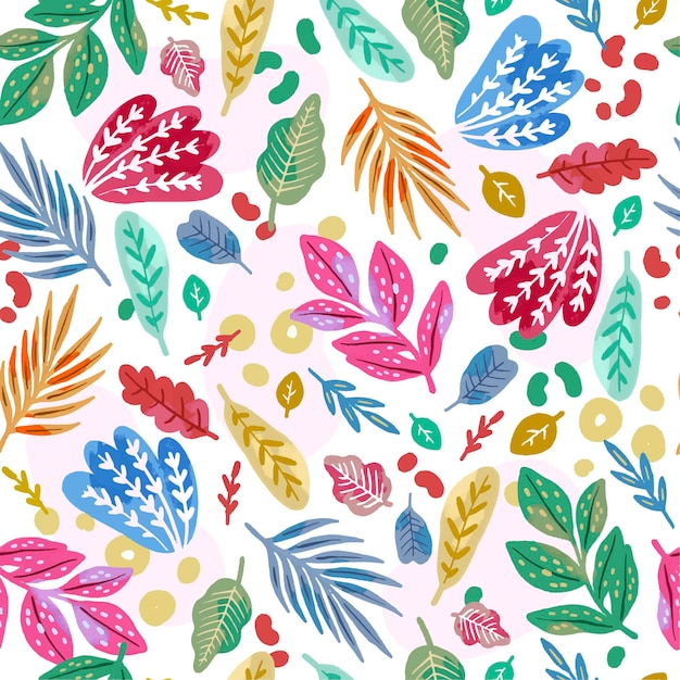 Free vector hand painted abstract style leaves pattern