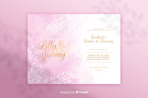 Hand painted abstract wedding invitation template