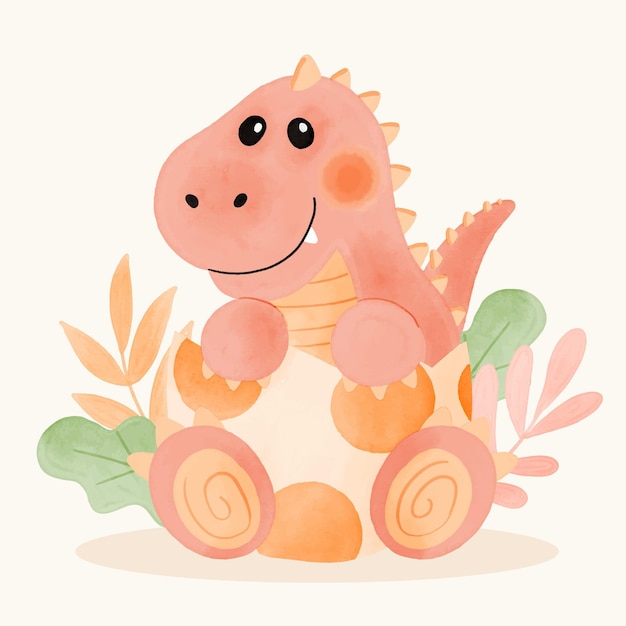 Free vector hand painted adorable baby dinosaur illustrated