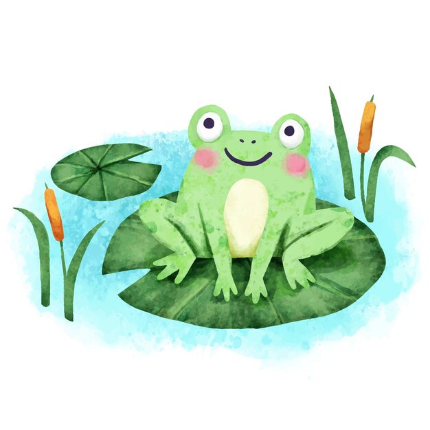 Hand painted adorable frog illustration