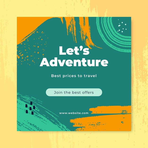 Hand painted adventure social media post template