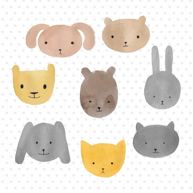 Free vector hand painted animal heads