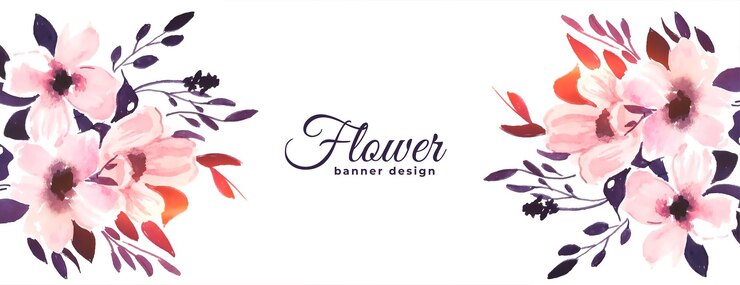 Free Vector hand painted artistic floral banner for wedding invitation backdrop