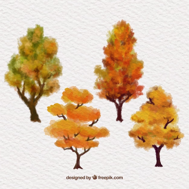 Free vector hand painted autumn trees