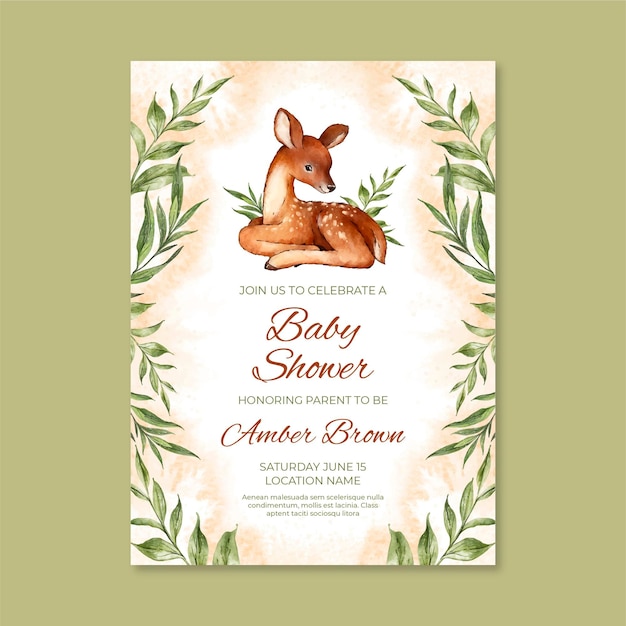 Free vector hand painted baby shower invitation