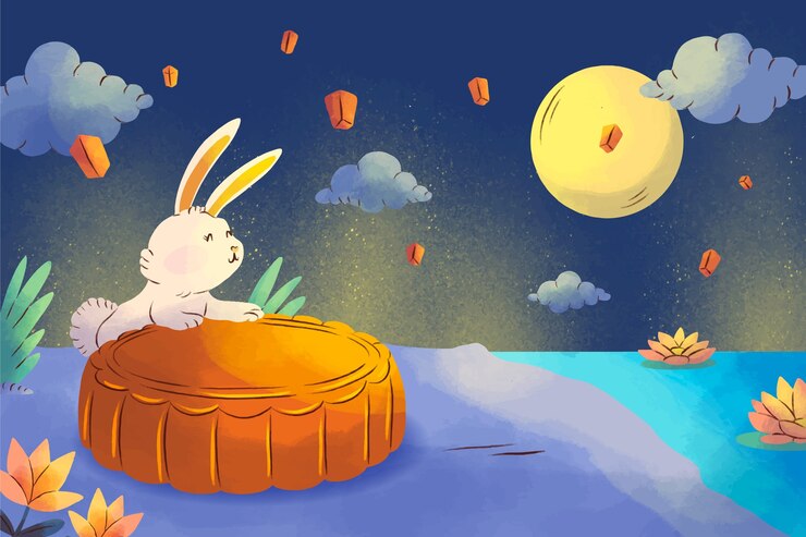 Free Vector hand painted background for chinese mid-autumn festival celebration