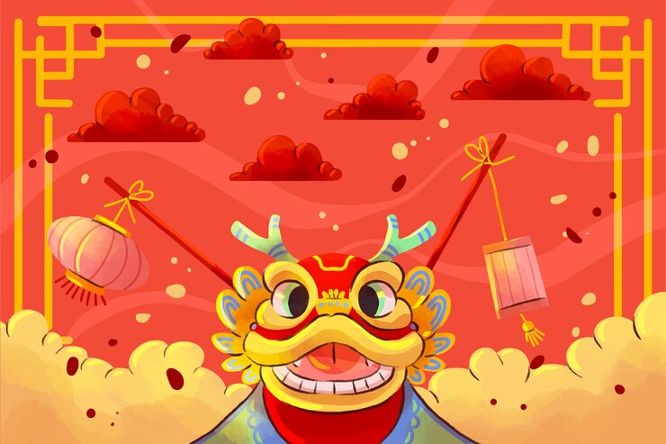 Free Vector hand painted background for chinese new year festival