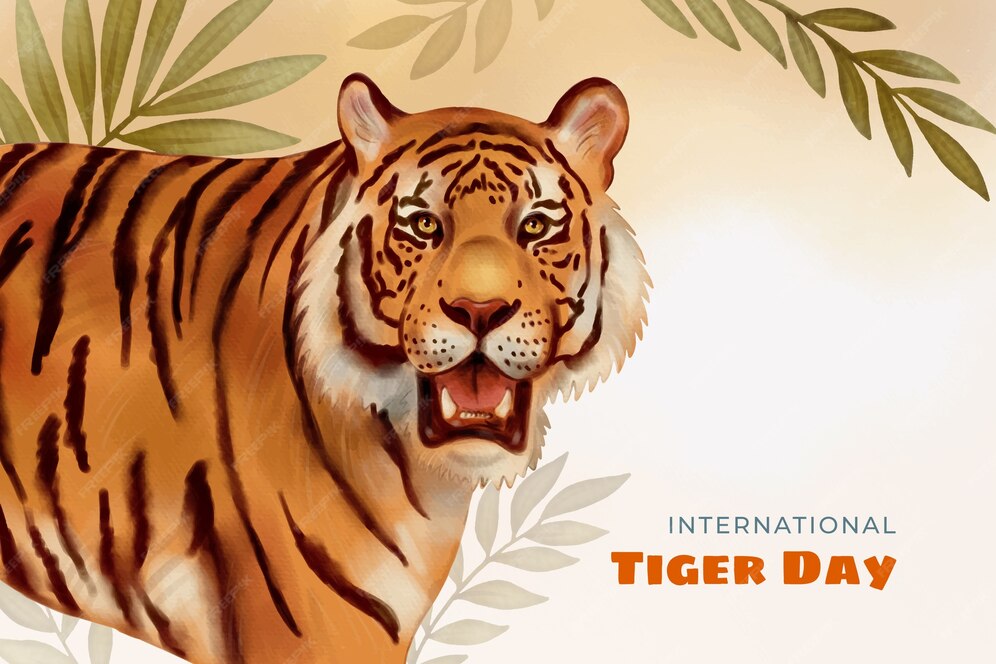Free Vector Hand painted background for international tiger day celebration and awareness
