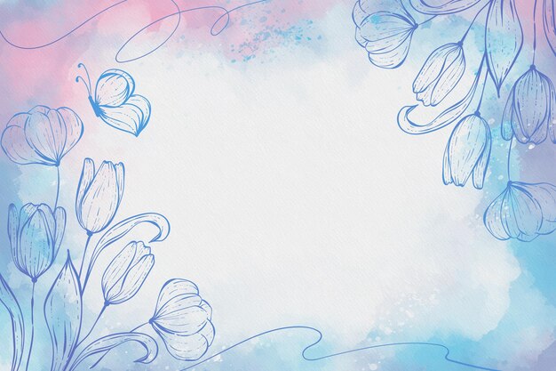 Hand painted background with floral details