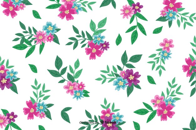 Hand painted background with pink flowers