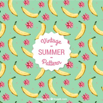 Ручная роспись бананы и цветы шаблон в стиле винтаж