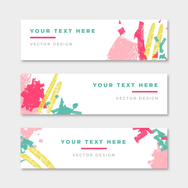 Hand painted banners in cute colours – Free Vector Download