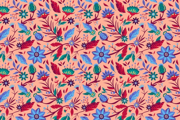 손으로 그린 아름다운 이국적인 꽃 패턴