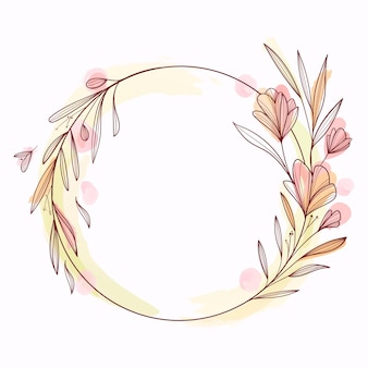 Hand painted beautiful flowers circular  frame