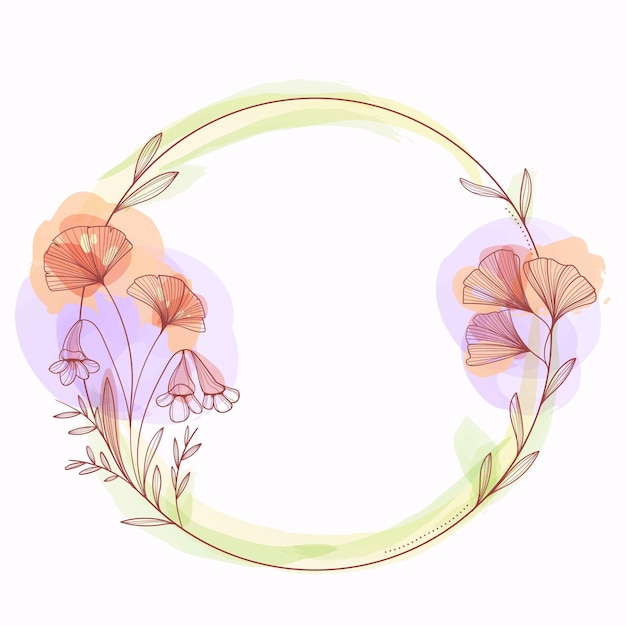 Hand painted beautiful flowers frame Free Vector