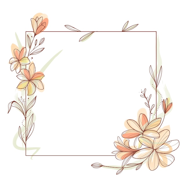 Free vector hand painted beautiful plants squared frame