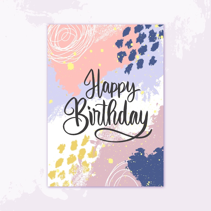 無料Vector 手描きの誕生日グリーティングカード