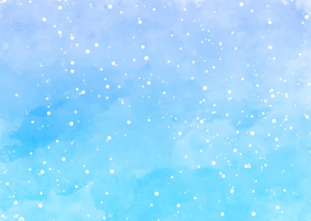 手描きの青いクリスマスの水彩の背景と雪のオーバーレイ