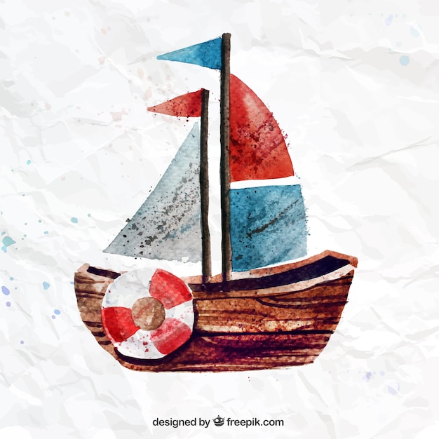 Free vector hand painted boat