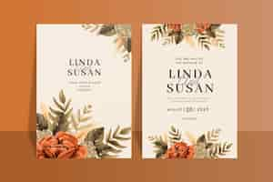 Free vector hand painted boho wedding invitation