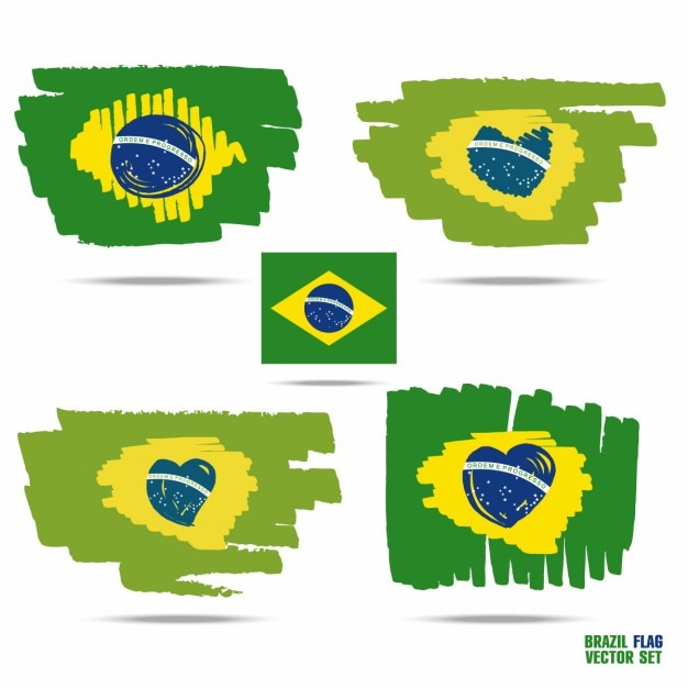 Free vector hand painted brazil flags
