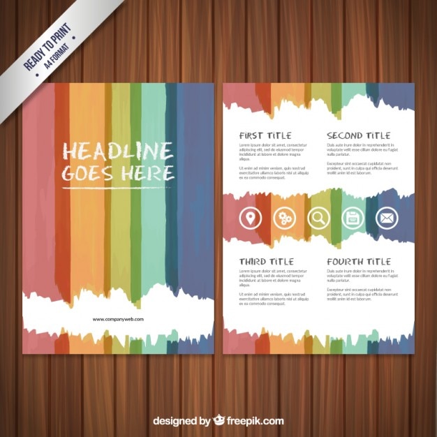 Free vector hand painted brochure in colored style