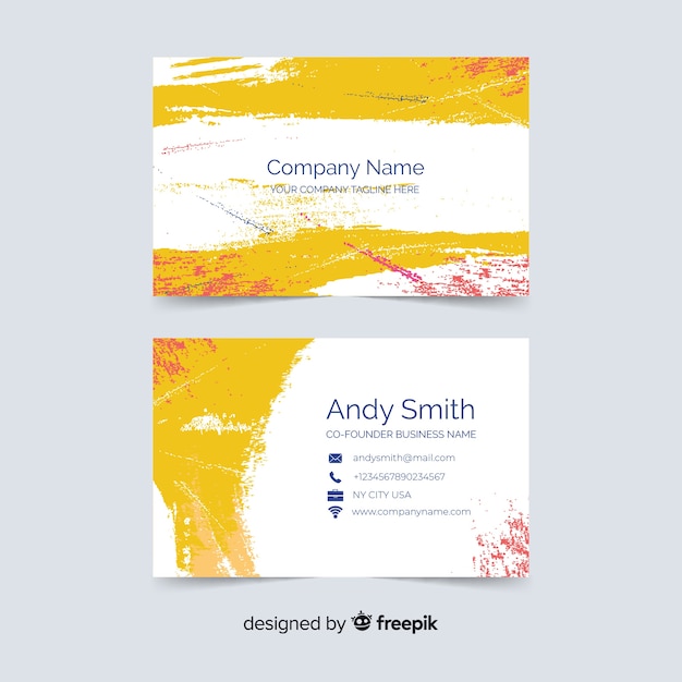 Free vector hand painted business card with paint strokes