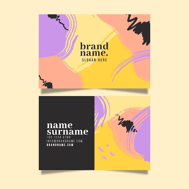 Free vector hand painted business cards pack