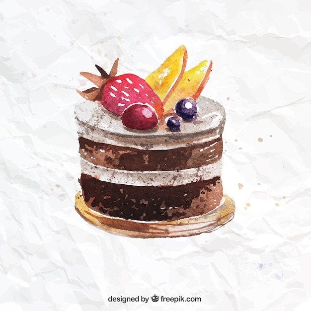 Free vector hand painted chocolate cake