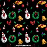 Free vector hand painted christmas elements pattern