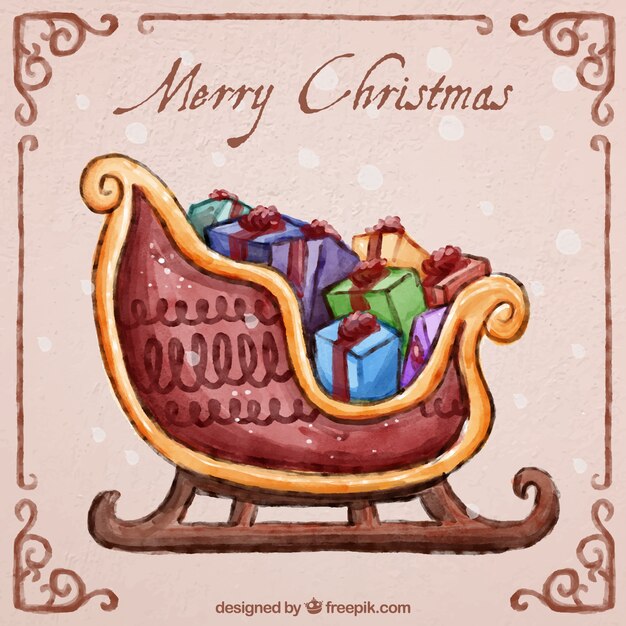 雪のイラストのクリスマスそり 無料のベクター