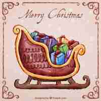 Free vector hand painted christmas sleigh