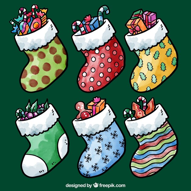 Free vector hand painted christmas socks