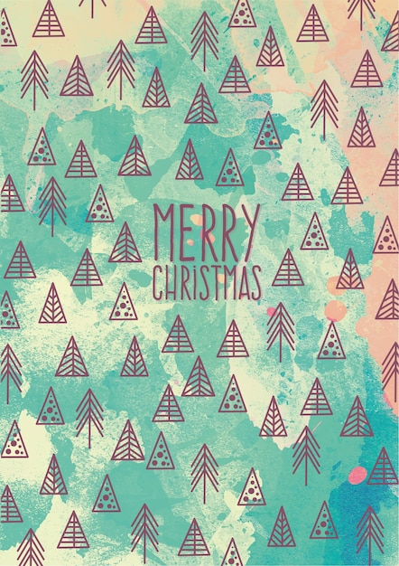 Free vector hand painted christmas trees card