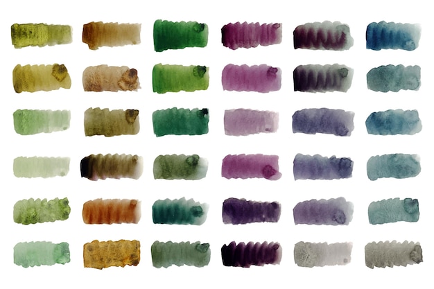 Free vector hand painted collection of colorful watercolor brush strokes